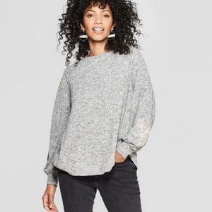 Gray knox rose floral print balloon long sleeve